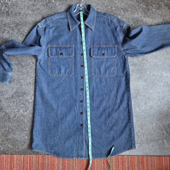 Club Monaco Dress EUC Indigo Denim Shirt Dress Jacket Oversized Sz 2 - Picture 13 of 13